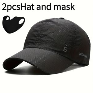 2개 세트, 모자 1개 및 마스크 1개, 범용 야구 모자 - 통기성, 조절 가능한 여름 야구 모자, 야외 활동에 적합, 크리스마스 선물