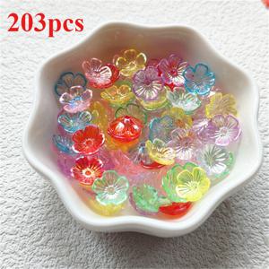 TEMU 스크랩북킹, 웨딩 장식, DIY 공예에 적합한 203개 AB 변색 투명 구슬 - 1.0cm 다섯 꽃잎 천공형 AB 루즈 비즈, 의류 장식용, (코팅 불필요)
