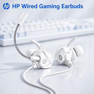 TEMU HP 유선 게이밍 이어버드 3.5mm (인라인 볼륨 조절 & 분리형 붐 마이크 포함), 선명한 음성 통화를 위한 듀얼 마이크 노이즈 감소, Hi-Fi 듀얼 드라이버 스테레오 사운드, 게이밍 스트리밍 음악 Zoom 온라인 강의를 위한 낮은 지연 시간