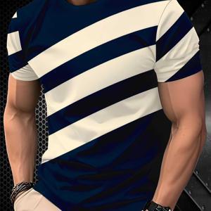 TEMU 남성용 라운드넥 티셔츠, 3D 디자인, 3D 프린트, 입체적인 패턴, 남성용 반팔 라운드넥, 남성용 라운드넥 상의, 기본 남성 티셔츠, 클래식 핏, 레귤러 핏, 캐주얼, , 다용도, 기본 스타일, , 스트릿 스타일