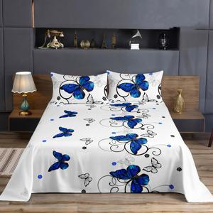TEMU 3pcs 봄 여름 빈티지 유럽 스타일 라이트 럭셔리 패션 나비 침구 시트 베갯잇 세트, 플랫 시트 1개 및 베갯잇 2개 포함