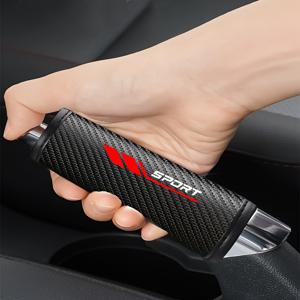 TEMU 1 Car 핸드브레이크 핸들 기어 변속 먼지 덮개, 인조 가죽 카본 파이버 소재, 미끄럼 방지, 내마모성 보호 커버, 차량 내부 스타일 향상, 대부분의 모델에 적합