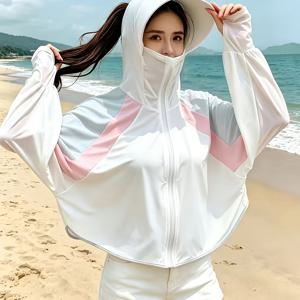 TEMU 여성용 재킷, 여름 숏 박쥐 소매 후드 가디건, 해변 휴가 및 우아한 행사에 완벽. 고품질의 피부 친화적이고 통기성 좋은 원단으로 제작, 야외 레저, 사이클링, 데일리용으로 적합. 스타일리시하고 활용도 높은 컬러 블록 디자인. 다용도 숄 스타일 캐주얼 재킷은 휴일 선물을 위한 최고의 선택