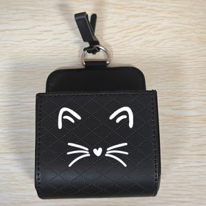 TEMU 귀여운 고양이 얼굴 자동차 에어벤트 걸이형 정리함, 걸이용 고리 및 수납 가방 포함, 대부분의 차량에 적합, 안경, 카드, 소품용 대시보드 홀더 - 차량용 소형 홀더, 선물용 (설치 불필요)