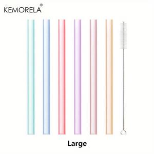 TEMU KEMORELA 6개 투명 실리콘 빨대 재사용 가능 식품 등급