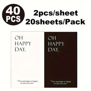 40개입 9X15Cm 대형 사이즈 흑백 2가지 스타일 자체 접착 선물 포장 라벨 - 선물 상자 밀봉에 완벽!