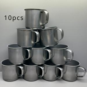 10개 3.38oz 품질 휴대용 스테인리스 컵 캠핑 야외 여행용 스테인리스 커피 차 머그 맥주 컵 #20