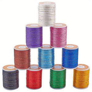 TEMU 1세트 10롤 43야드 래트테일 새틴 나일론 트림 코드 1.5mm 폴리에스터 중국 매듭 코드, 목걸이 팔찌 비즈 코드용 골든 메탈릭 코드 - 10가지 색상