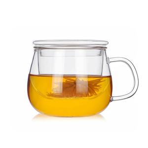 1개, 380ml/12.85oz 뚜껑 및 인퓨저가 있는 유리 티컵, 물컵, 티컵, 주스컵, 여름 아이스 음료 용기, 사무실 가정용 물컵