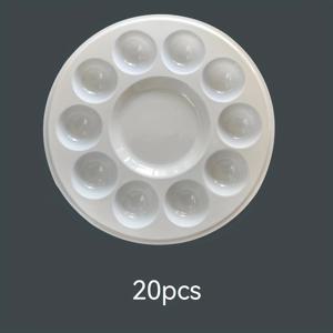 TEMU 20개/세트 전문가용 미술용 화이트 초박형 소프트 페인팅 팔레트 원형 지름 12/15Cm 옵션, 페인팅 혼합에 적합, 세척 용이