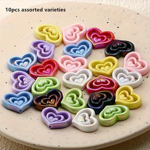 TEMU 펜용 포칼 비즈 10개, 아크릴 3D 하트 포컬 비즈 벌크, 비즈펜 키체인 만들기용 DIY 주얼리 용품, 교사용 다양한 종류 모음