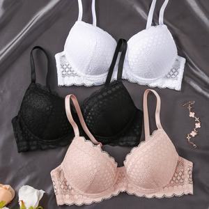 3개 세트 허수네이 여성용 언더와이어 브라 - 푸쉬업 레이스 스트랩 보닝 버스트 엔하런서, 탈착 불가 패딩, 편안한 캐주얼 의상용 (노)