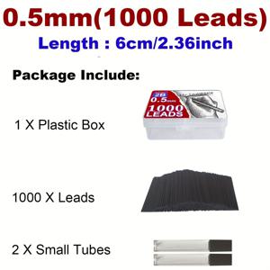 TEMU 1000팩 0.7mm & 0.5mm 2B 메커니컬 연필심 리필, 0.7mm 연필용 블랙 리필
