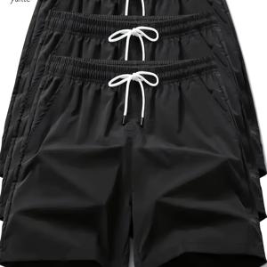 TEMU 3pcs 세트 남성용 캐주얼 루즈핏 운동 반바지, 포켓이 있는 남성용 경량 운동 러닝 반바지