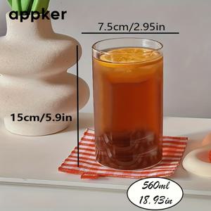 TEMU 심플한 물컵 1개, 440ml/560ml 투명 유리, 대용량 글라스, 주스컵, 우유컵, 커피컵, 아침 식사용 컵, 레스토랑 및 카페용 음료 용기, 크리스마스 및 할로윈에 적합