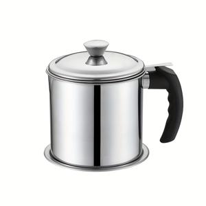 TEMU 스테인리스 스틸 기름받이 (스트레이너 포함), 47.34Oz 기름 보관 냄비 (뚜껑 포함), 안전한 붓기 손잡이 주방 액세서리 (조리용 기름 여과 및 보관용)
