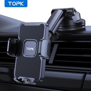 TEMU TOPK D33N 차량용 휴대폰 거치대, 향상된 그립력, 극한의 온도에 강한 업그레이드 모델, 튼튼하고 완전 조절 가능한 차량용 휴대폰 거치대 (대시보드용), 아이폰 15, 14, 13, 12 Pro Max 및 삼성 S24 Ultra와 호환