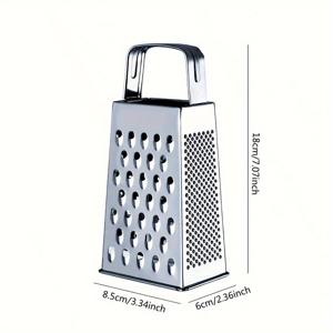 TEMU 4-in-1 스테인리스 스틸 박스 그레이터 - 다용도 채소 & 치즈 슬라이서, 감자, 생강 등에 사용 가능한 수동 식품 셰이더 4면 - 필수 주방 가제트