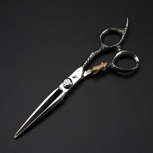 6.0인치 전문 미용 가위 - 골든 타이거 디자인, 편안한 브레이드 그립의 인체공학적 핸들, 텍스처링 및 얇게 하는 정밀 블레이드, 모든 머리 유형에 적합, 오른손잡이용, 헤어 스타일링 도구, NEPURLSON
