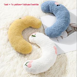TEMU 고양이와 강아지용 U자형 진정 베개 - 매우 부드러운 플러시 원단, 아늑한 머리 받침대, 깊은 수면을 위한 목 지지대, 반려동물용 귀엽고 부드러운 베개 1개