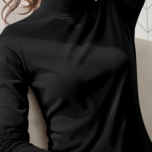 TEMU 가을/겨울 여성용 세미 하이넥 긴팔 베이스 레이어 티셔츠 탑