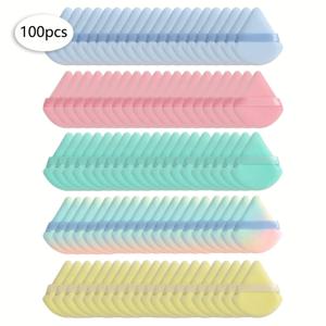 TEMU 100개 삼각형 파우치. 색상 및 모양은 랜덤, 삼각형 메이크업 스펀지 100개입. 초극세사 벨벳 소재, 쉐이핑, 눈가, 코너 디자인