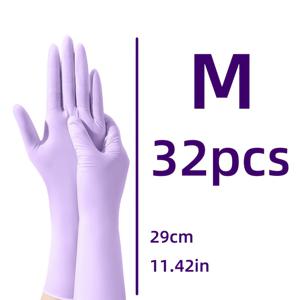 TEMU 32/52개입, 12인치 보라색 니트릴 장갑, 두꺼운 및 확장형, 양손잡이용, 미끄럼 방지 주방 설거지 장갑, 가정용 청소 및 세탁 장갑