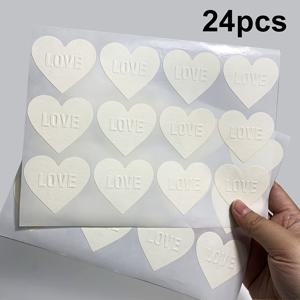 TEMU 24개/48개 엠보싱 'LOVE' 스티커, 50x45mm 하트 모양 종이 스티커 초대장 봉투 장식용 씰, 발렌타인데이 어머니날 생일 선물 포장 스티커, 종이 재질 씰