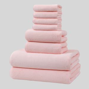 TEMU 8피스 초소프트 코랄 목욕타월 세트, 목욕타월 2개(70 X 140cm), 핸드타월 2개(42 X 70cm), 워시클로스 4개(35 X 35cm) 포함. 빠른 건조, 고흡수력, 가벼운 무게로 가정, 호텔, 스파 사용에 완벽. 야외 피트니스, 캠핑, 크리스마스 선물로도 이상적
