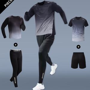 TEMU 4pcs 남성용 피트니스 운동복 긴팔 상의 및 긴 바지 반팔 셔츠 운동 반바지 러닝 반팔 티셔츠