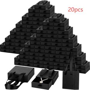 TEMU 20개 주얼리 선물 상자 판지 보석함 3.1 X 3.1 X 1.2인치 풀아웃 디자인 벌크용 뚜껑 있는 소형 블랙 선물 상자, 목걸이 반지 팔찌 귀걸이 진열함
