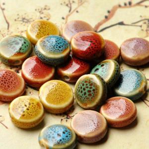 TEMU 100개 14mm/0.55인치 대형 혼합 컬러 플랫 비즈, 주얼리 만들기 재료, DIY 직조 액세서리, 세라믹 컬러 비즈
