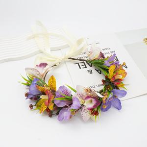 TEMU 1개 하와이 스타일 파티 가랜드 헤어밴드, 사이즈 조절 가능, 인조 나비 난초 꽃 헤어피스, 봄 여름 나들이 휴가 복장, 휴일, 기념일, 해변 파티에 적합