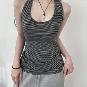 TEMU Sassygals 아메리칸 기본 컬러 블록 프린트 백리스 홀터 탑 여성 슬림핏 핫 탑