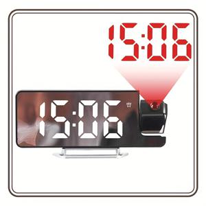 TEMU 창의적인 거울형 HD 프로젝션 및 온도/습도 모니터링 다기능 LED 디지털 시계, USB 전원 12/24시간 지능형 전환, 180도 회전 프로젝션 침대/책상 이중 사용, 간편한 패션 디자인