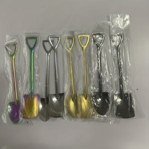 스테인리스 스틸 미니 삽 스푼 8pcs 세트 - 독특한 디저트 & 커피 서빙 도구 - 전원 불필요 주방 & 다이닝용 과일 & 도구, 랜덤 색상