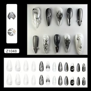 TEMU 블랙 고양이 눈 3D 유럽 및 미국 스타일 리퀴드 메탈 니치 다크 유럽 및 미국 인스 스타일 분리형 네일 아트