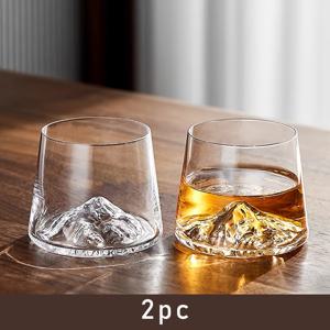 TEMU 유리 위스키 글라스 6개/4개/2개입, 일본 스타일 술잔, 후지산 글라스, 글라스, 투명 유리, 보드카, 위스키, 리큐르, 테킬라, 소주, 칵테일에 적합