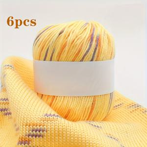 6개입, 컬러 실, 그라데이션 컬러 뜨개질용 실, 니트 스웨터, 크로셰 조끼 숄, 핸드메이드 뜨개질 볼 300g/10.58oz 총량