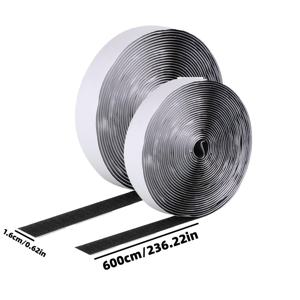TEMU 2롤 헤비듀티 자가 접착 후크 앤 루프 패스너 테이프, 0.62인치 X 236.22인치 강력 폴리에스터 접착제, 블랙 - 학교, 가정, 사무실용, 자가 접착 벽걸이, 미끄럼 방지 매트, 헤비듀티 스트립, 패브릭 접착 테이프, 파티오 매트, 사무실 소파 액세서리, 이상적인 사무실 소파 용품