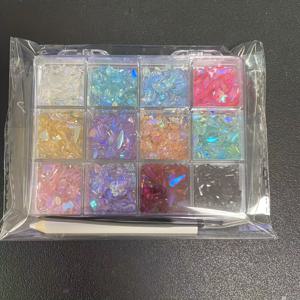 오로라 네일 라인스톤, 다양한 모양과 색상의 반짝이는 플랫백 합성 보석, DIY 네일 아트 장식 및 네일 액세서리에 완벽