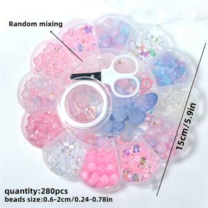 TEMU 13구획 0.6-2.6cm 랜덤 280개 핑크 & 블루 혼합 아크릴 원형 비즈, 꽃 비즈는 팔찌, 목걸이, 반지, 주얼리 추가, 주얼리 제작 추가, 작은 선물로 만들 수 있습니다.