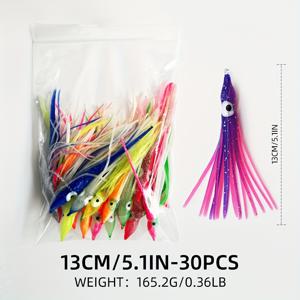 30개입 혼합 컬러 오징어 스커트 루미너스 문어 스커트 트롤링 미끼 바스/송어용 해수 낚시 미끼