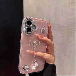 TEMU 휴대폰 케이스 - Ins 하이 에스테틱 라이트 럭셔리 라인스톤 태슬, Apple 16 Pro Max 휴대폰 케이스, New Iphone 15 Pro Max 느낌, 14 Pro 낙하 방지, 12 크리에이티브, 13 스위트, 11 보우 펄