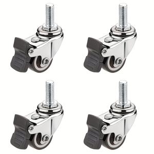 TEMU 4개입 1인치 고무 회전 캐스터 포함, M6 X 15mm 나사산 로드 휠, 내장 정밀 베어링 가구 캐스터, 저소음 및 60Kg 하중 지지, 플라워 스탠드, 작업대, 테이블, 캐비닛, 커피 테이블용