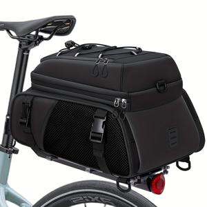 TEMU RAINSMORE 4-In-1 리어 더플백 15L 확장형 자전거 가방 대용량 라이딩 새들 백, 탈착식 어깨 스트랩 및 다중 수납 공간 포함, 아웃도어 사이클링 투어링 출퇴근 캠핑용 - 블랙 내구성 폴리에스터