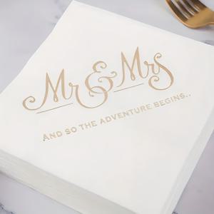 TEMU 골든 포일 Mr & Mrs 일회용 티슈 200매 - 3겹 부드럽고 우아함, 결혼식, 브라이덜 샤워, 기념일, 발렌타인데이, 세계적인 기념행사에 적합