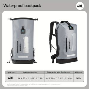 TEMU 헤비듀티 고품질 남성용 백팩 - 20L/30L/40L 택티컬 백팩 (플로팅 드라이백 포함), 두꺼운 PVC 메쉬 잠금장치, 카약, 하이킹, 캠핑, 여행에 이상적인 블랙 아웃도어 백팩, 내구성 강한 야외 장비