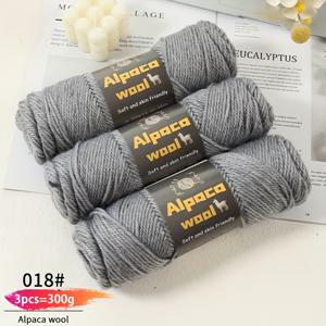 TEMU 300g 대용량 밸류팩 - 알파카 울 245 니들게이지 청키 원사, 남녀공용 멀티 컬러 가을/겨울 패션 원사, 핸드메이드 선물용 DIY 뜨개질 키트, 따뜻한 스웨터, 가디건, 코트, 스카프, 모자, 장갑, 바지, 무릎 보호대용, 3볼/팩, 알파카 울 95%, 폴리에스터 5%