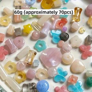 TEMU 60g/2.11oz 약 70개, 밝은 색상 및 다양한 모양의 아크릴 소재 비즈 조합 세트, 저포화 염색 비즈, DIY 주얼리 액세서리, 핸드메이드 목걸이 펜던트 장식용 비즈